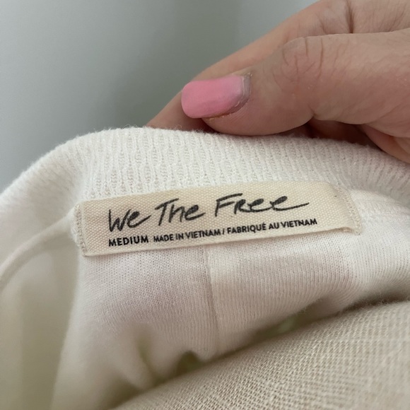Free People We the Free Cuddle Bubble Mixed Knit Top White Medium - Picture 3 of 4
